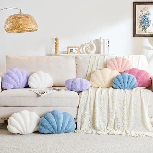 CANGHI Shell Pillow Seashell Decorative Pillow Light Pink Beachy Coastal Shell Shaped Throw Pillows 13x10 Inch Soft Ocean Beach Sea Shell Plush Pillows Cushion for Bed Couch Living Sofa Room Decor - Light Pink - 13 X 10 Inch thumbnail 6