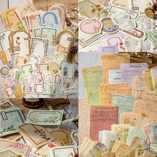 Wmhanler 460 Sheets Vintage Scrapbook Papers Journaling Scrapbooking Supplies Kit junk journal supplies Decorative Craft Paper for Planner, Bullet Journal Collage Card Embellishment Retro Crafts thumbnail 6