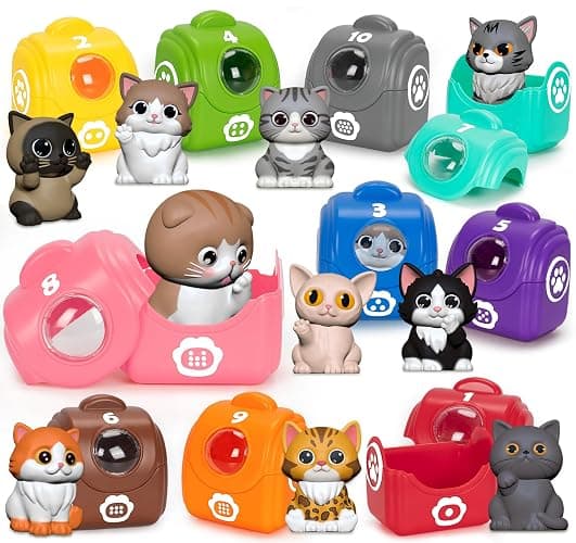 Learning Toys for 1 2 3 Year Old Boys Girls, 20 Pcs Cat Toys for Toddlers 1-3, Kitten Finger Puppet Games, Counting Matching Sorting Motor Educational Playset, Gifts for Baby Toddlers Age 12-18 Months - Image 1