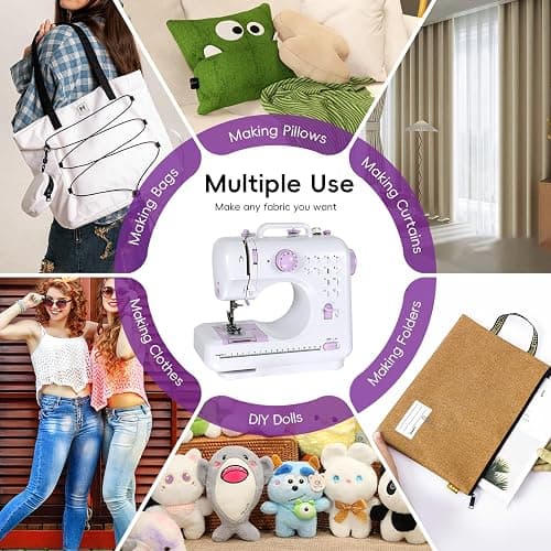 Sewing Machine for Beginners, Portable Mini Sewing Machine with 13 Replaceable Presser Feets, Built-in 12 Stitches, Extension Table, 39 Colors Thread, Reverse Sewing, 2 Speed Foot Pedal, Sewing Kit thumbnail 6