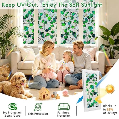 SOMWISE Rainbow Window Privacy Film,Heat Control,UV Blocking,Anti-Glare,Day & Night Privacy Protection & Decoration for Home, Bathroom,Glass Door,Static Cling,Renter-Friendly with Installation Tools thumbnail 4
