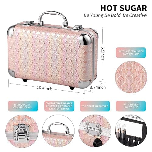 Hot Sugar All In One Makeup Set for Teen Girls - Full Makeup Kit for Beginners With Eye Shadow Palette, Blush, Lip Gloss, Brush, Mirror (Pink Heart) thumbnail 2