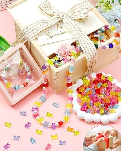 200pcs FIVEIZERO Clear Acrylic Bear Beads, Mixed Color Gummy Bear Beads for Bracelet, Necklace, and DIY Crafts, Cute Bear Charms for Jewelry Making thumbnail 2