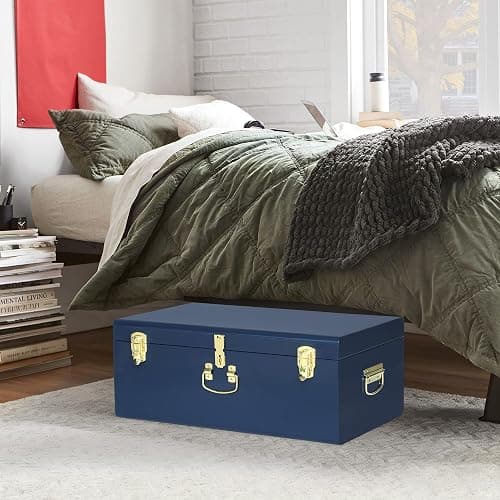 Vixdonos Large Metal Trunk Decorative Storage Box College Dorm Chest with Handle thumbnail 2