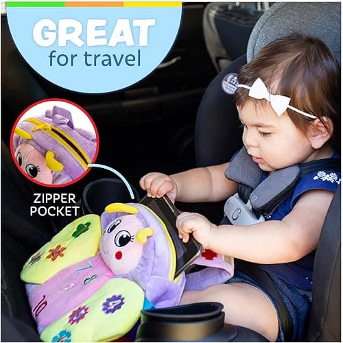 Buckle Toys - Blossom Butterfly Activity Backpack - Educational Learning Toy - Must Have for Long Car Trips - Zippered Pouch for Storage - Great Gift for Toddlers, Girls and Kids thumbnail 6