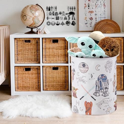 Room Nursery Decor,Baby Laundry Large Hamper Foldable With Waterproof Pe Coating,Dirty Clothes Basket Featuring The Child,Bedroom,Bathroom Set,Toy Bin,Kids Birthday Gifts,White (round) thumbnail 2