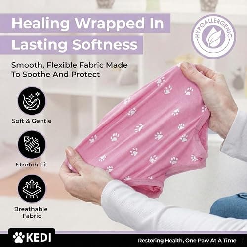 Kitten Recovery Suit Female, Kitten Onesie After Spay, Cat Surgery Suit Female After Surgery, Cone alternatives for Cats (Pink, Small) thumbnail 4