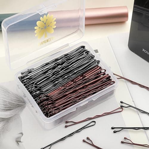 KANPRINCESS 100PCS 2.4Inch Bobby Pins Black,Pain-Free Bobby Pins for All Hair Types,Brown Hair Pins for Women Girls,Hairpins for Buns with Box(Black+Brown) thumbnail 4