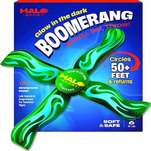 Boomerang for Kids & Adults - Boy Gifts 8-12 - Glow-in-the-Dark (Green) | 8 9 10 11 12 Year Old Boy Gift - Sports and Outdoor Toys for Kids 8-12 - Boys Birthday Gifts Ages 8-10 - Outside Fun Toy - Image 1