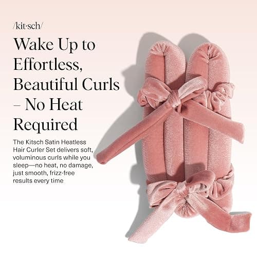 Kitsch Velvet Heatless Curling Set - Heatless Curls Overnight - Comfortable No Heat Hair Curlers With Two Velvet Scrunchies to Sleep In for Frizz-Free & Non-Damage Styling - Terracotta thumbnail 2