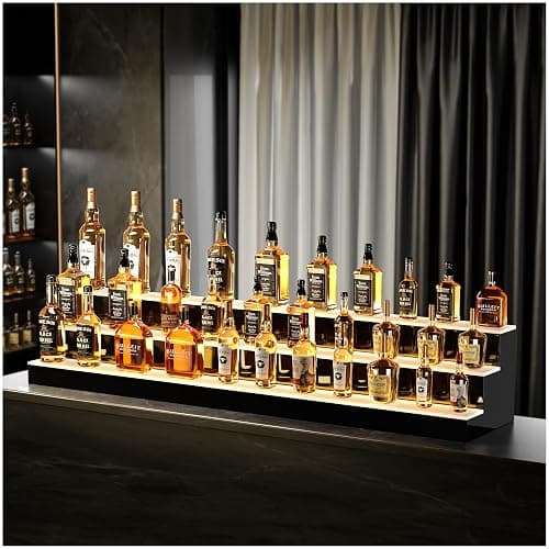MESAlLUP Acrylic 60 Inch 3 Tier Detachable LED Lighted Liquor Bottle Display Shelf with Remote Control, Mulit Colorl Lighting Shelves for Home Mini Bar Restaurants & Party Use(Without Power Bank) - 20 Colors - 3 Step 60 Inches thumbnail 2