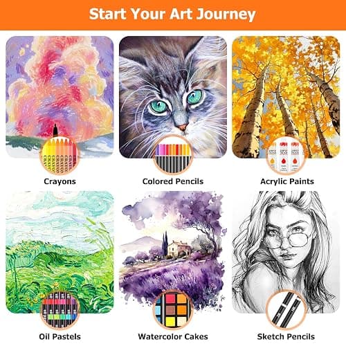 Halloween & Christmas Day Gifts for Kids, Teen Girl Girls Trendy Stuff, Stocking Stuffers for Teens, 192-Pack Drawing Painting Art Supplies with Acrylic Pad, Watercolor Pad, Sketch Book, Canvases thumbnail 7