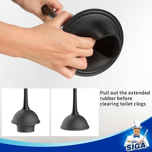 MR.SIGA Toilet Plunger and Bowl Brush Combo for Bathroom Cleaning, Black, 1 Set thumbnail 5