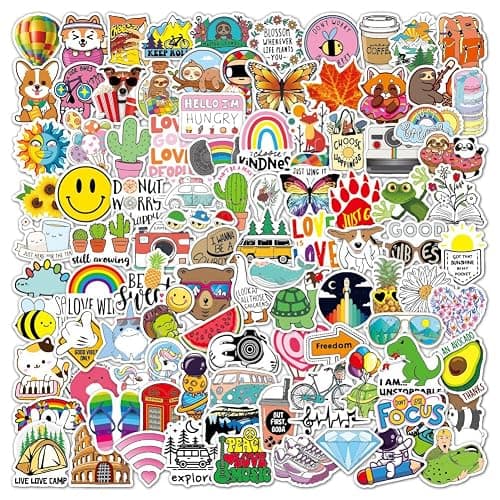 100 Pcs Stickers Aesthetic Waterproof Vinyl Sticker Packs scrapbook autocollant for Kindle Trunk Laptop Water Bottle Hard Hat Skateboard Adults Kids Teens Girls Boys fresh - Image 1