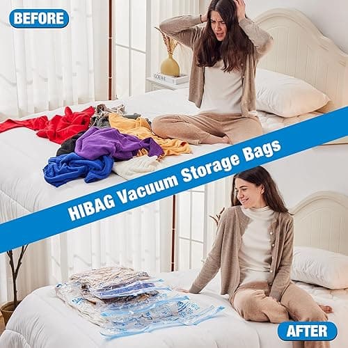 HIBAG Vacuum Storage Bags, 10 Jumbo Space Saver Vacuum Seal Bags, Space Bags, Vacuum Sealer Bags for Clothes, Comforters, Blankets, Bedding (10J) - 10-Jumbo thumbnail 4