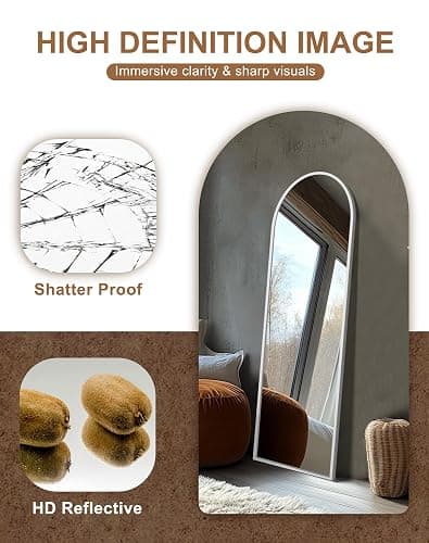 Delma Full Length Mirror, Large Floor Mirror for Wall, Bedroom, Bathroom, Living Room with Aluminium Frame (Stand, Arch 56x15, Silver) thumbnail 4