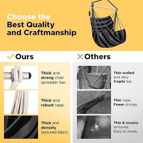 ADVOKAIR Hammock Chair Swing, Heavy-Duty Hanging Rope Swing Seat Supports 500 Lbs, Ideal for Outdoor Patio, Backyard, Porch, Deck & Indoor Bedroom Use thumbnail 4