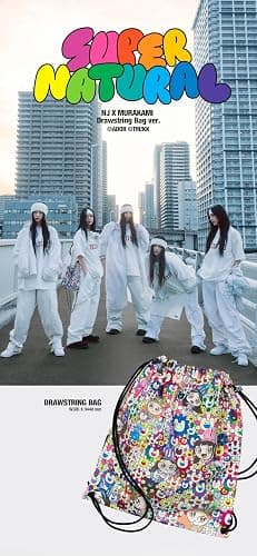 NewJeans Supernatural NJ X MURAKAMI Japan Double Single Album with Tracking Sealed New Jeans Drawstring Bag Version thumbnail 2