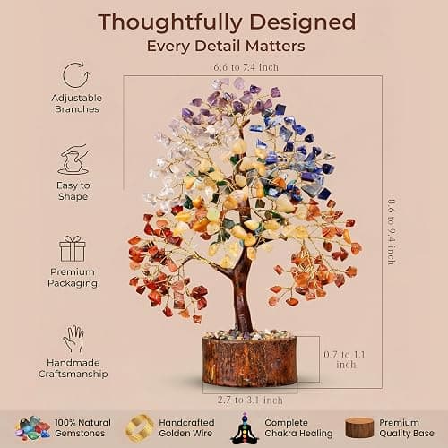 Crystal Tree of Life 7 Chakra Birthday Gifts for Women, Unique Gifts for Her, Home and Office Decor, Handmade Healing Crystals Tree Bring Positive Energy, Money, Good Luck, Gifts for Mom & Love Ones thumbnail 3