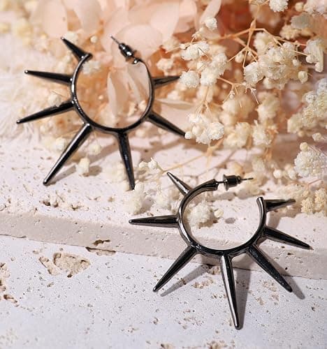 Sacina Gothic Punk Spike Earrings, Zinc Alloy Spike Earrings Pendant, Goth Jewelry Gift for Women, Men, Christmas Gift For Women, Men thumbnail 3