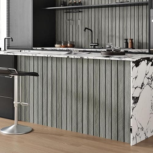 STICKEEP Grey Wood Wall Panels Textured Wood Slats 3D Soundproof Wall Panels Peel and Stick Shiplap 11.8"x197" Wooden Panel Walls Decor Self Adhesive Wooden Panel Wallpaper for Studio Homes Ceiling thumbnail 5