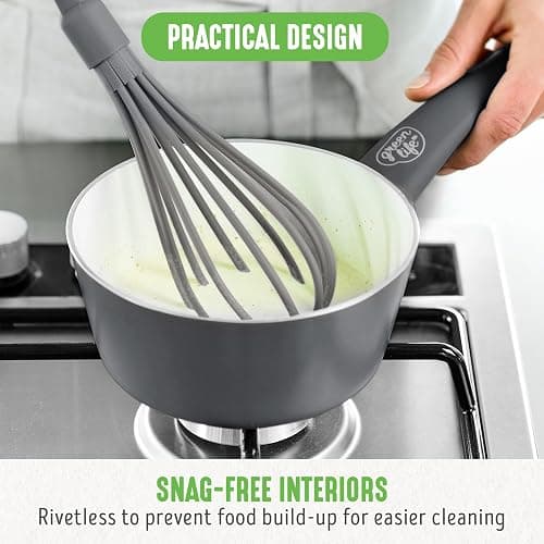 GreenLife 16 Piece Ceramic Nonstick Pots & Pans Cookware Set, Gray | PFAS-Free Nonstick Coating, Stockpot, Frying Pans, Saucepans, Sauté Pan, Stay-Cool Handles, Dishwasher & Oven Safe up to 350F thumbnail 8