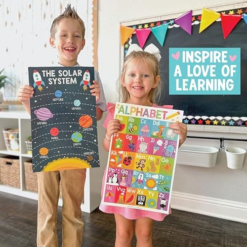 Hadley Designs 16 Educational Posters for Toddler Learning Activities - Laminated Pre-K Posters for Toddlers 1-3, Homeschool Essentials & Preschool Learning Activities, Kindergarten Classroom Decor thumbnail 5