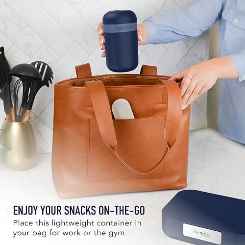Bentgo Snack Cup - Reusable Snack Container with Leak-Proof Design, Toppings Compartment, and Dual-Sealing Lid, Portable & Lightweight for Work, Travel, Gym - Dishwasher Safe (Navy) thumbnail 3
