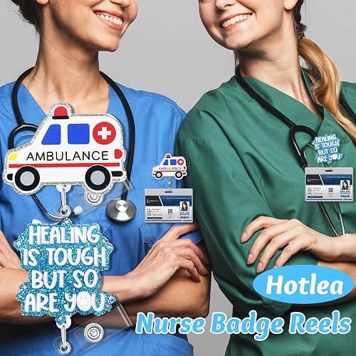Hotlea 24 PCS Nurse Badge Reels Bulk Funny Badge Holders Retractable Clip Cute Nursing Pharmacy Medical Asssitants RN LPN CNA Badge Buddy Accessories for Work thumbnail 6