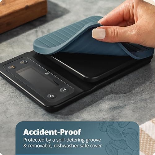 Greater Goods Digital Coffee Scale with Timer – Accurate 0.1g Precision, Multi-Color Display, Waterproof & Heat-Resistant Cover, for Pour-Over, Espresso, French Press, and Kitchen Use (Stone Blue) thumbnail 5