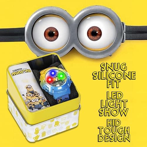 Minions Kids Watch – Flashing Dial Lights, LCD Display, Adjustable Comfortable Strap, Collectible Tin – Perfect for Boys and Girls thumbnail 3
