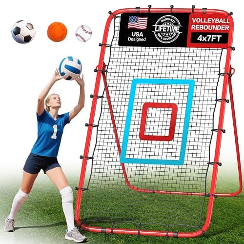 Volleyball Rebounder Net 7x4 Ft, 5-Angle Adjustable Rebounder Net for Practicing Digging, Setting, Spiking, Bounce Back Training Equipment with 2 Target Stripes & Portable Travel Bag for Storage thumbnail 7
