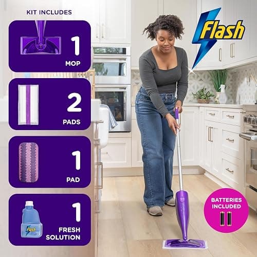 Flash Power Spray Mop Floor Cleaner Starter Kit (1 Washable + 2 Disposable Pads), All-In-One System For Your Floors thumbnail 3