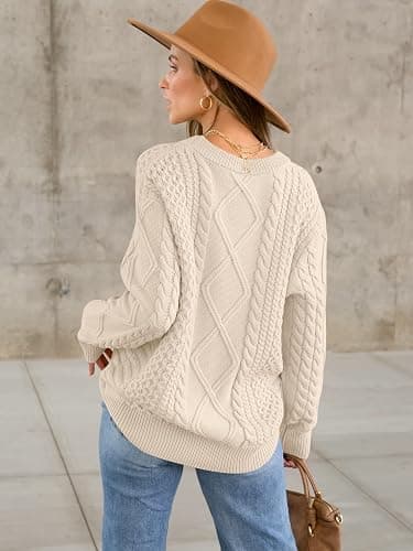 ANRABESS Sweaters for Women Oversized Cable Knit Fall Long Sleeve Crewneck Casual Pullover Sweater Tops 2025 Winter Outfits thumbnail 4
