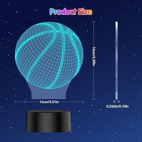 TECKNET 3D Night Light for Kids Boys Girls – 16 Colors LED Basketball Lamp with Remote & Touch Control, USB & Battery Powered Sports Night Light for Bedroom Decor, Basketball Gifts for Boys Girls 8-12 thumbnail 7