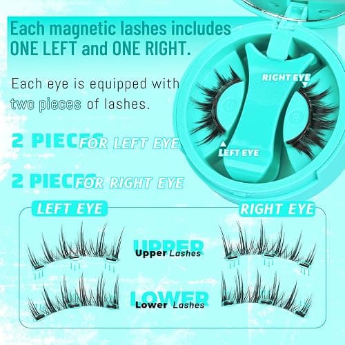 Veleasha Magnetic Eyelashes with Applicator Manga Lashes Reusable (Lovely) | Cat Eye Spiky Magnetic Lashes Natural Look No Glue Needed Wispy Lash Lightweight & Clear Band Easy to Apply & Remove thumbnail 5