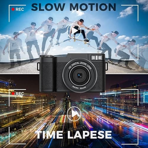 5K Vlogging Camera with WiFi 64MP 4K Digital Camera for Photography Vlog Camera with Flip Screen Video Camera for YouTube with Selfie Light, Desk Tripod, Batteries thumbnail 6
