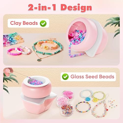 ETUDAW Electric Bead Spinner Tools, 2 in 1 Rechargeable Clay Bead Kit and Cordless Seed Bead Spinner for Jewelry Making, Automatic Bracelet Maker Machine, DIY Arts and Crafts Holiday Birthday Gifts thumbnail 2