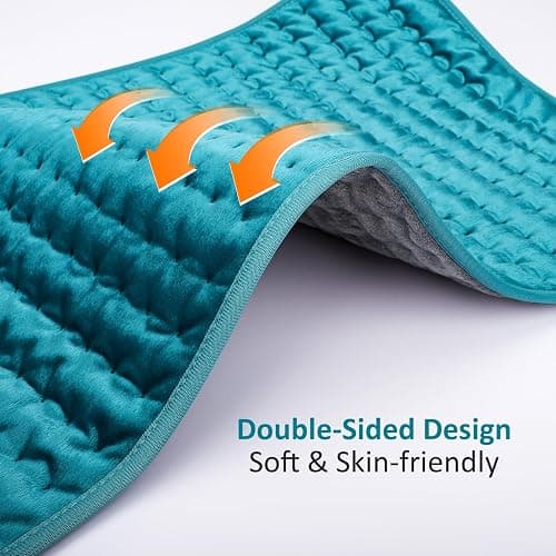 Electric Heating pad for Back/Shoulder/Neck/Knee/Leg Pain, Cramps and Arthritis Relief, 6 Fast Heating Settings, Auto-Off, Machine Washable, Moist Dry Heat Options, Extra Large 16"x30" - Blue Grey - 16"x30" thumbnail 2