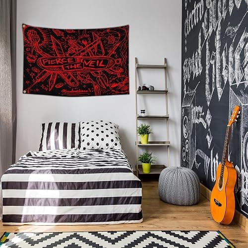 IOKEN Pierces the Veil Flag Tapestry Poster Banner 3x5 Ft Funny Flags for Teen Girls Room Bedroom College Dorm Meme Flags Man Cave Wall Art Decor Gifts thumbnail 5