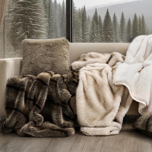 EVERGRACEHOME Luxury Faux Fur Throw Blanket, Soft Fluffy Faux Mink Blankets for Bed, Couch, Sofa, Thick Cozy Plush Warm Fur Throws with Reversible Velvet, Tipped Golden Fox, 50"x60" thumbnail 8
