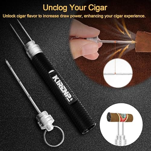 Multifunctional Cigar Accessories, 5-in-1 Kit - V Cigar Cutter, Cigar Draw Enhancer Tool, Cigar Ashtray, Cigar Holder, Cigar Punch, with Accessory Bag for Smoking, Travel, Outdoor, Cigar Gifts for Men thumbnail 6
