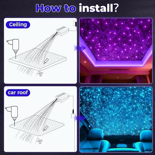 GEARPASS 36W Headliner Light Kit, Twinkle Star Lights for Car Decor 1000pcs*0.03in*9.8ft/3m, Fiber Optic Star Ceiling Lights APP/Remote Control for Car Roof Home Ceiling thumbnail 6