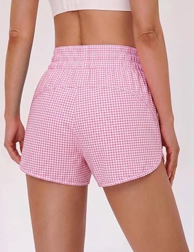 BMJL 2.5" Running Shorts for Women High Waisted Quick Dry Short with Pocket | built-in liner,thick elastic waistband,split side,comfy fabric,zipper pocket,longer back,workout,athletic,curved back line thumbnail 2