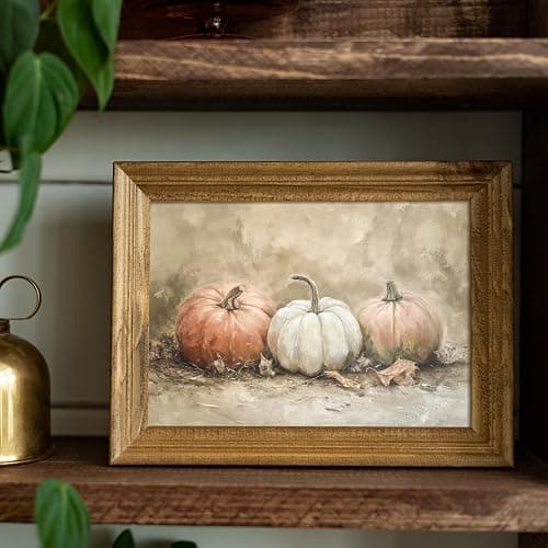 uniro Rustic Autumn Pumpkin Painting Wall Art, Pumpkin Still Life Painting, Rustic Fall Art,Vintage Autumn Wall Print,Halloween utumn Decor,Thanksgiving Art for Living Room, Bedroom - unframe 8" x 10" thumbnail 2