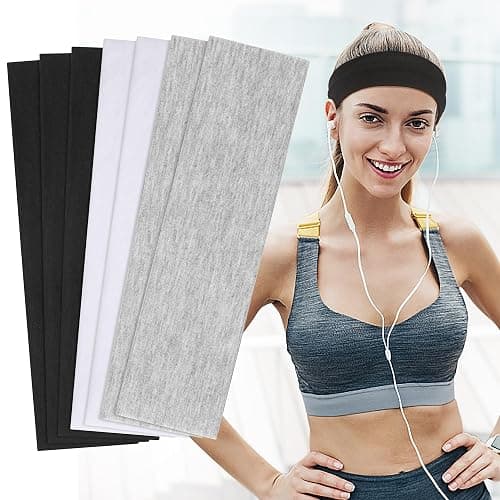 DiyJibb Headbands for Women, Stretchy Non Slip Soft Cotton Cloth Hair Bands for Sports, Workout, Yoga and Running, 7pcs thumbnail 7