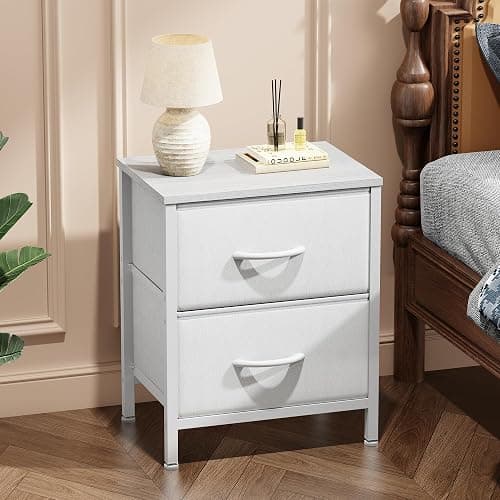 Sweetcrispy Nightstand Set of 2 with 2 Storage Drawers, 20" Height Small Bed Side Furniture End Table, Wooden Top Fabric Cabinet Kids Mini Dresser for Bedroom, Closet, Entryway, College Dorm thumbnail 2