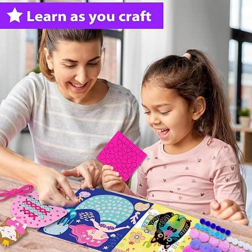 KRAFUN My First Craft Workshop Art and Craft Kit for Kids - 19 Projects in 10 Envelopes, Unicorn, Mermaid, Princess & Llama Crafts, Creative Educational Activity Gift for Girls Toddlers Ages 3 4 5+ thumbnail 4