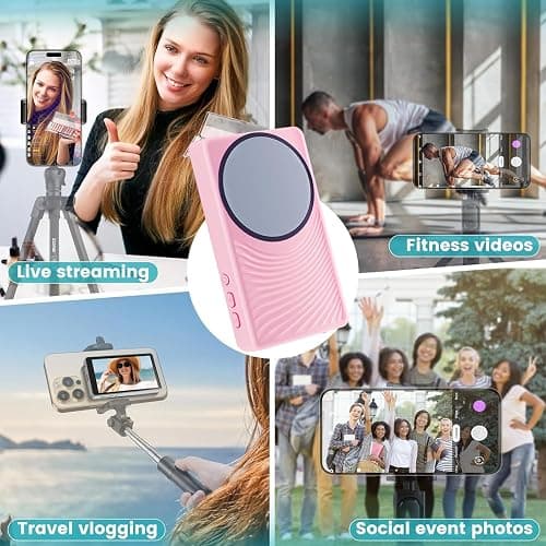 YXYaoZhengYiGeYi Selfie Monitor Screen for iPhone/Android, Magnetic Phone Vlog Back Camera Monitor with Bluetooth Remote, Wireless Recording Selfie/Live Streaming/TikTok thumbnail 4