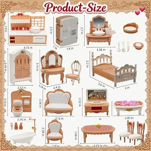 Doll House Furniture Accessories Four Major Series: Living Room, Bedroom, Bathroom, Kitchen Miniature Dollhouse Furniture Birthday (Style-C) thumbnail 3